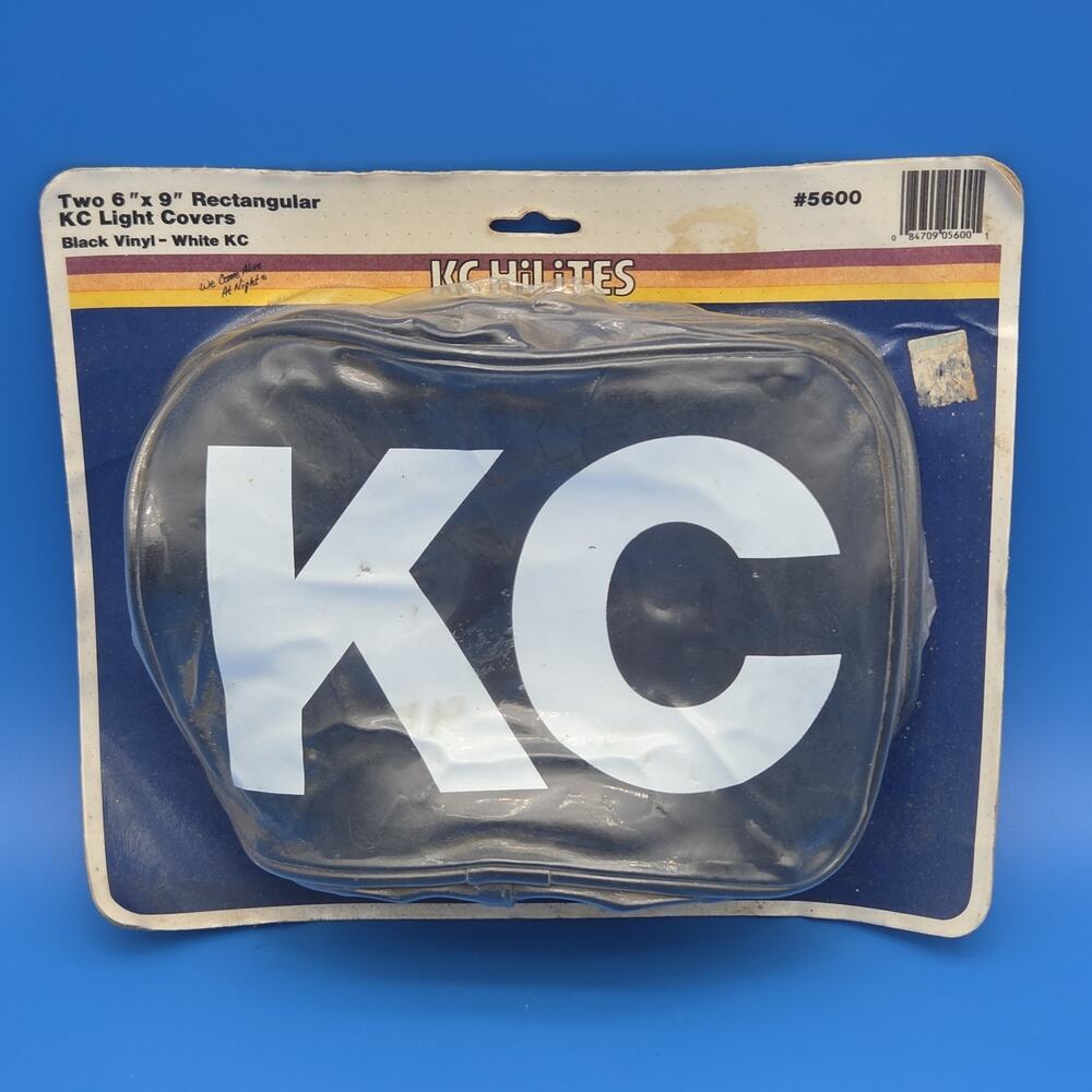 Vintage KC HiLiTES 5600 6x9 Rectangular Light Covers Black White KC Pair